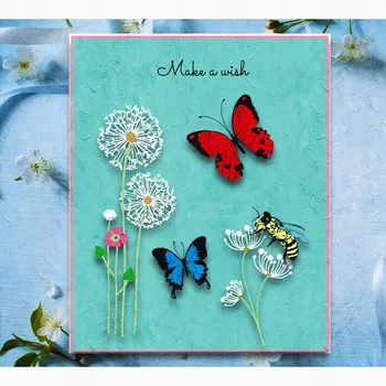 

PANFELOU 11x16cm Dandelion butterfly Transparent Silicone Rubber Clear Stamps cartoon for Scrapbooking/DIY Christmas wedding