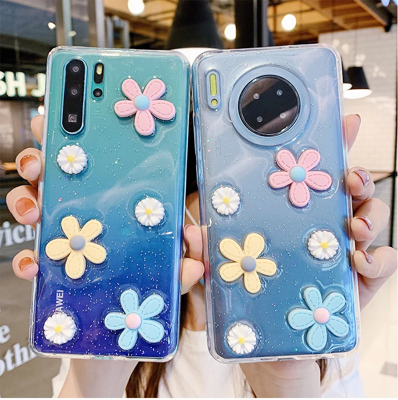 

3D Cute Bling Glitter Phone Case for Huawei P20 P30 P40 Pro Cases for Huawei Mate 30 Pro 20 Lite 10 9 Glitter Soft TPU Cover