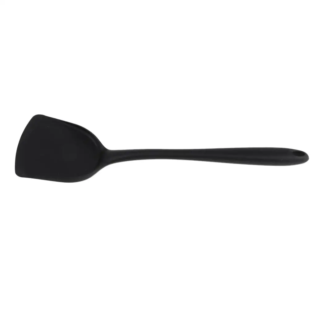 Long Handle Silicon Spatula for Flipping Egg Burger Crepe, Non-stick and High Temperature Resistant