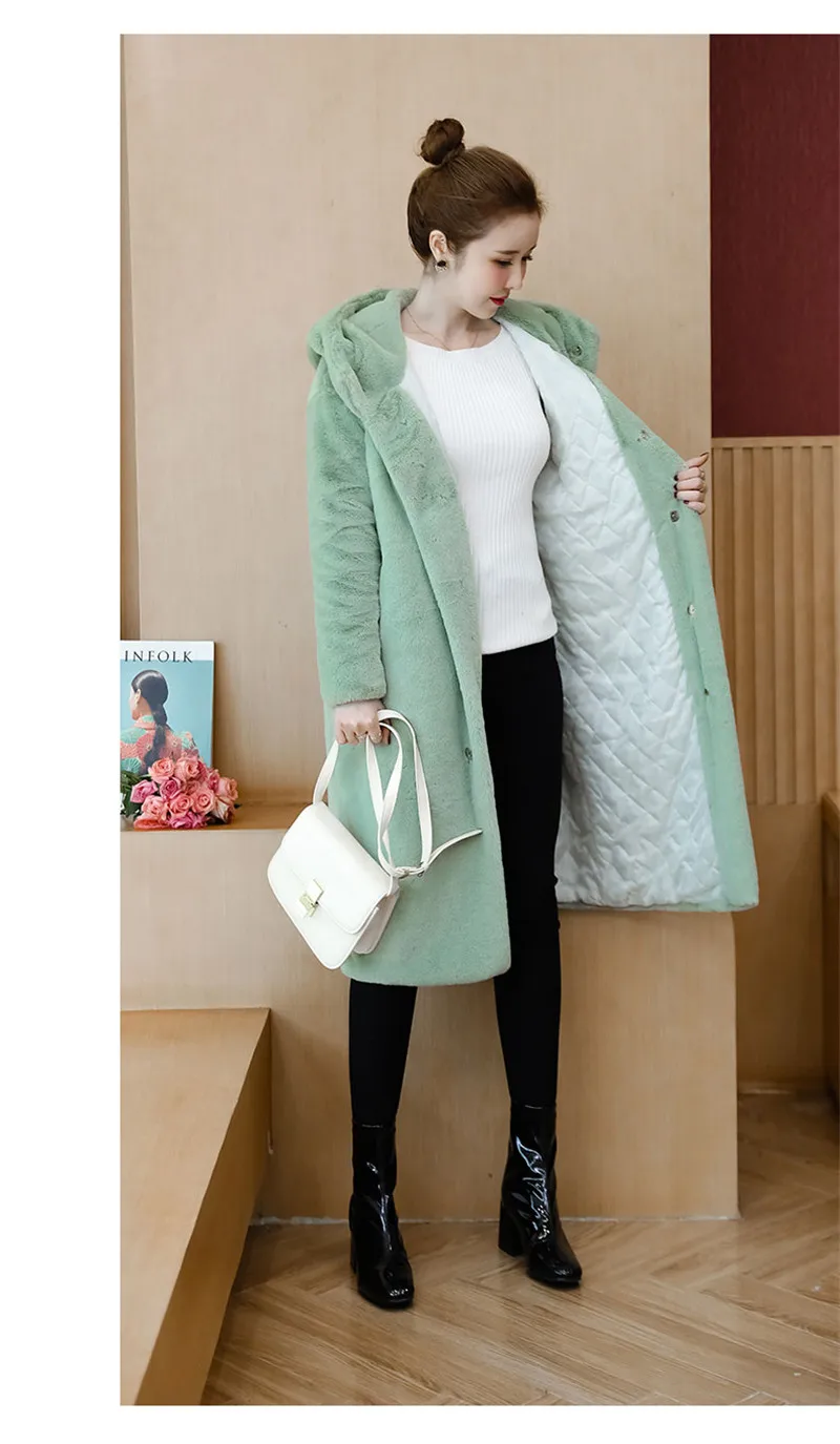 Размера плюс женская одежда новое шерстяное пальто средней длины зимние куртки Свободные корейские плюс бархатные утолщенные шерстяные меховые пальто M10
