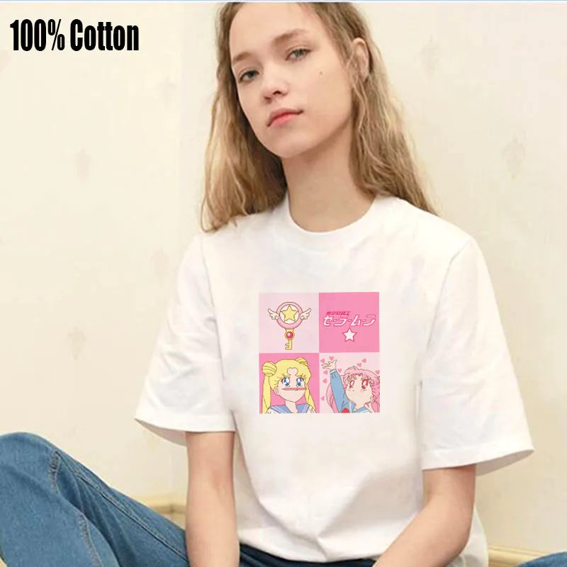 BTFCL Сейлор Мун футболка из 100 хлопка женская с цифровым принтом Harajuku летняя