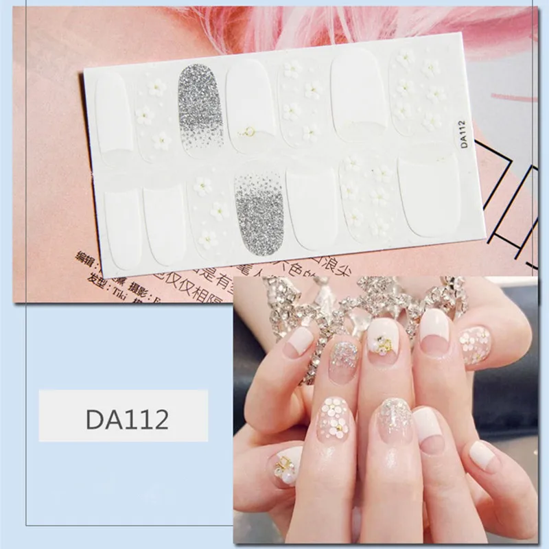 14 насадок/листов, цветные блестящие наклейки для ногтей, наклейки для самостоятельного дизайна, водонепроницаемые наклейки для ногтей, украшения, маникюр, Прямая поставка - Цвет: DA112