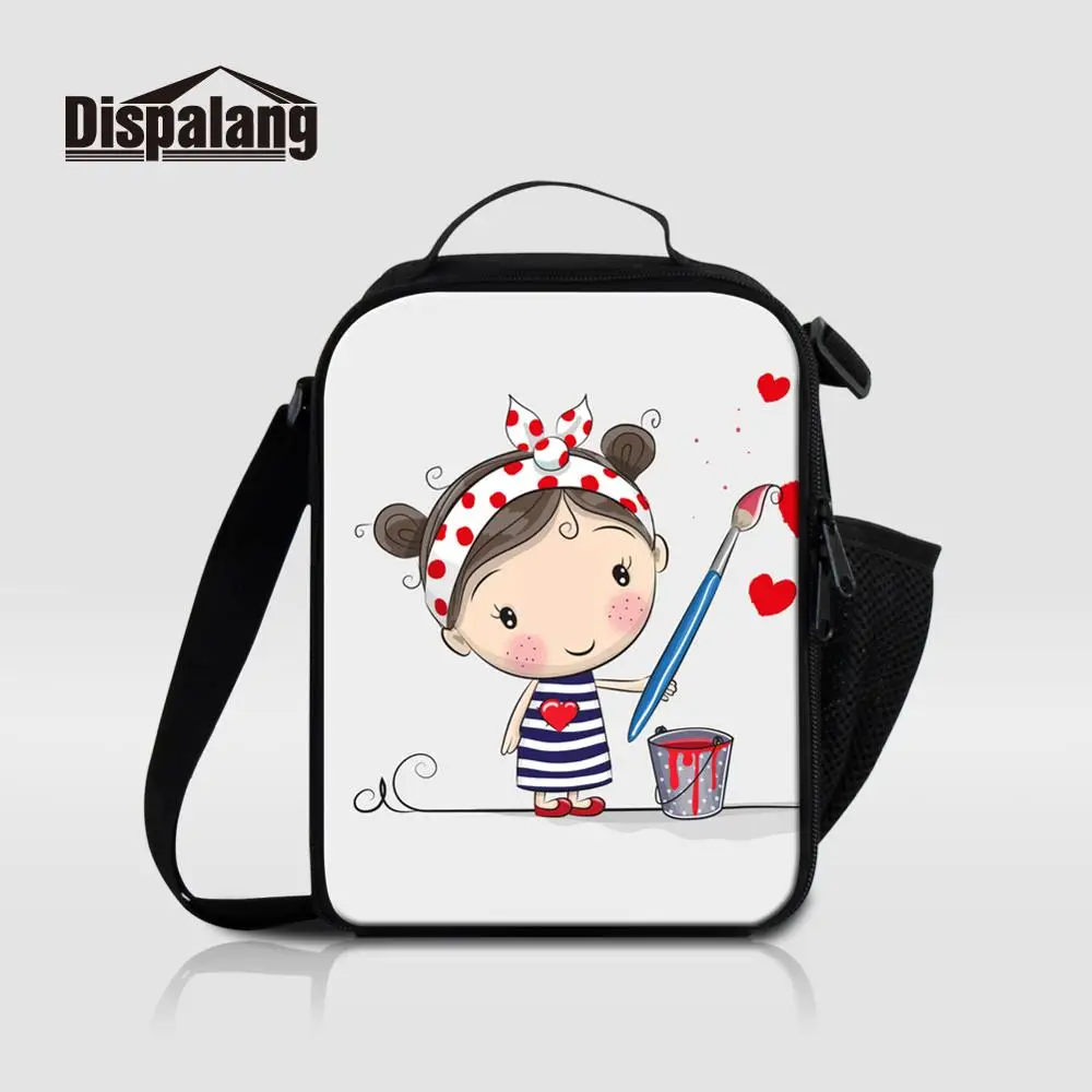 

Cartoon Girl Printed Zipper Lunch Bag Cartoon Cat Thicken Lunch Box For Student School Travel Portable Thermal Food Picnic Bag