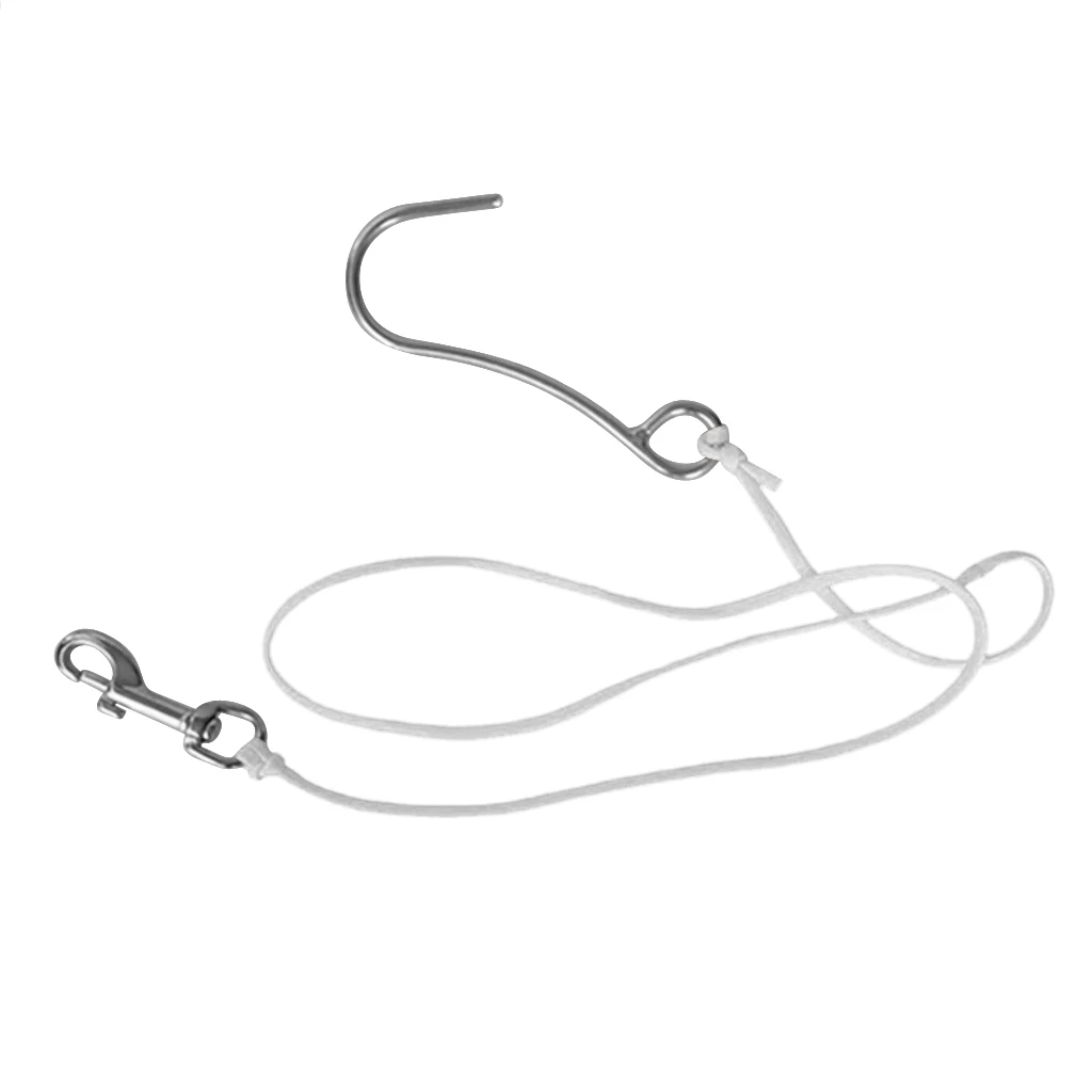 Scuba Diving Reef Drift Hooks With 120cm Line & Stainless Steel Clip Single Reef Hook Scuba Diving Reef Drift Hooks With 120cm Line & Stainless Steel Clip Single Reef Hook