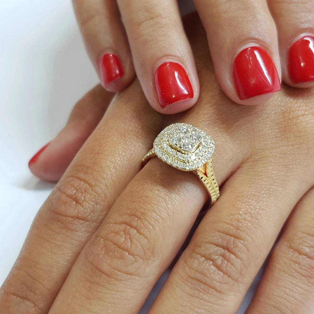 ZHOUYANG, обручальное кольцо для женщин, роскошный стиль, Сияющий Полный кубический цирконий, 3 цвета, обручальные подарки, модное ювелирное изделие KCR025