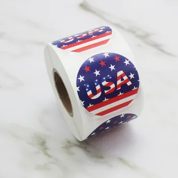 

500pcs/roll Home Decor USA Sticker PVC Waterproof Celebration American Independence Day Removable Gift Universal Patriotic