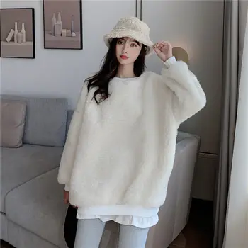 

Women Sweater Fake Two Plush Pullover Pull Femme Loose Warm Winter Spring Ladies Jumpers
