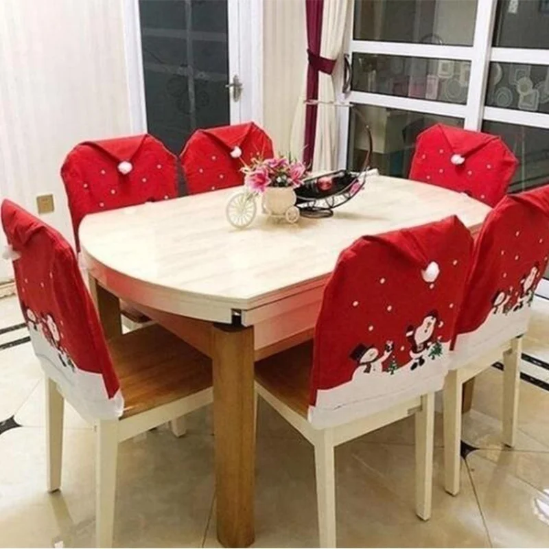 

4Pcs 49x60cm Christmas Cap Decoration Chair Corners Home Decoration Chair Covers Santa Claus Christmas Chair Cover Diy New Year