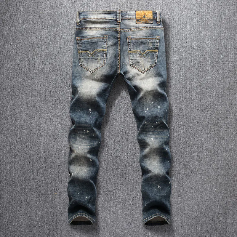 2019 New Style Designer Men Jeans Fashion Streetwear Blue Color Slim Fit Buttons Classical Jeans Men Pants