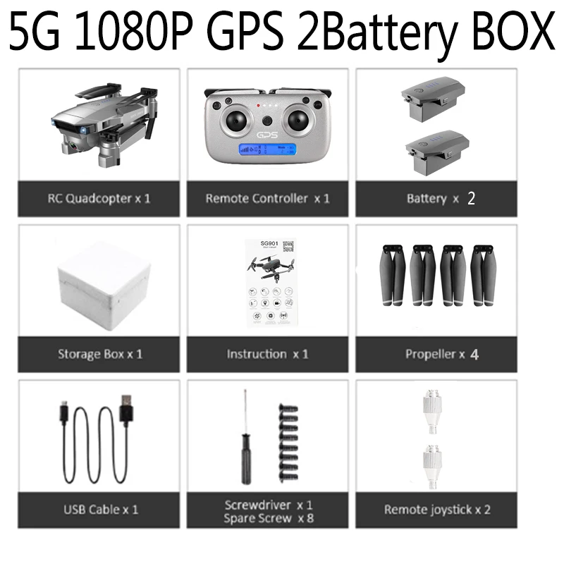 Дрон SG907 gps с 4K HD двойной камерой Широкий угол анти-встряхивание wifi FPV RC складной Квадрокоптер профессиональные дроны - Цвет: 5G 1080P GPS 2B Box