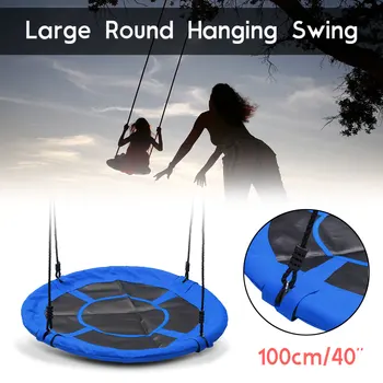 

100cm/40'' Blue Baby Toy Swing Big Children Kids Large Seat Round Capacity Tree Swing Chair Outdoor Yard Play Equipment 1PIECE