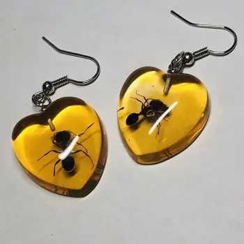 

12 Pcs vogue design yellow love heart insect ant earring