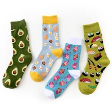 1 пара, подарок на осень, хлопковые носки, сохраняющие тепло, с рисунком еды, милые школьные женские носки, спортивные, удобные, Нескользящие, для дома, Средний теленок