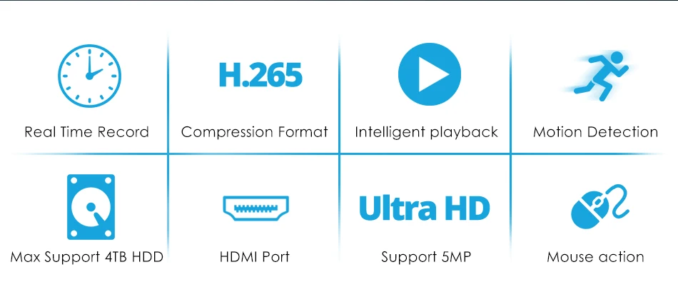 Gravador de Vídeo P2p para o Sistema de Segurança da Câmera Saída Cctv Nvr - 4mp 3mp 2mp H.265 Rede Onvif ip 9ch 16ch Max 5mp 4 9ch 16ch max 5mp saída cctv nvr