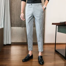 Летняя мужская одежда костюм в полоску брюки мужские высококачественные брюки для делового костюма мужские брюки для отдыха 28-36