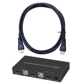 

4K/60Hz HDMI to HDMI 2.0 Cable HDR 3D 1.5M & 4K HDMI KVM Switch 2in 1Out USB HDMI1.4 KVM Switcher Splitter