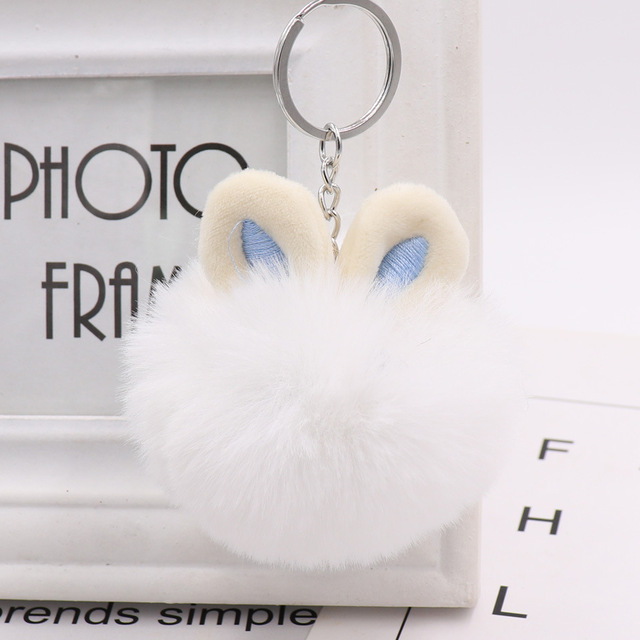 Fur Pom Pom Keychain Fake Rabbit Hair Ball Keychain Porte Clef Pompom De Fourrure Fluffy Bag Charms Bunny Keychain Keyring