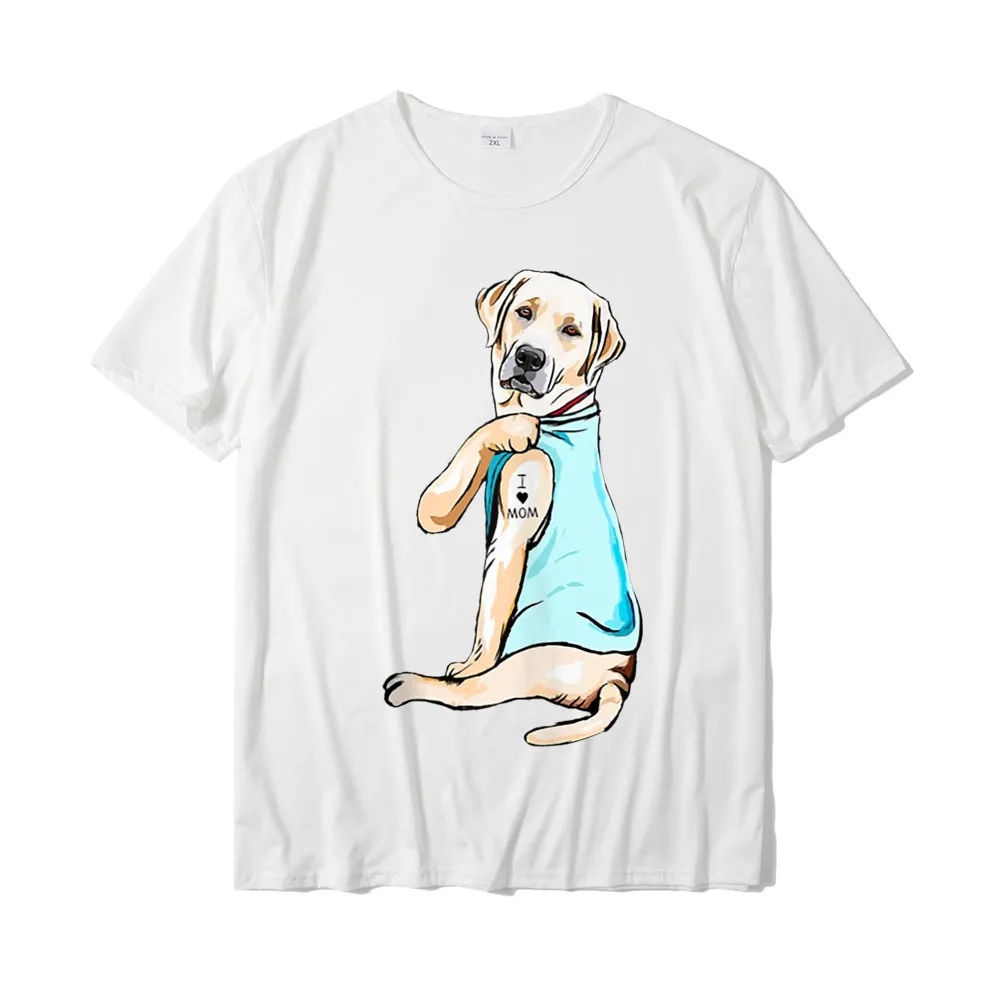 Casual All Cotton Birthday Tops Shirts Prevalent Short Sleeve Men Tshirts Crazy Summer T Shirt O-Neck Top Quality I Love Mom Funny Labrador Tattooed Tank Top__20487 white