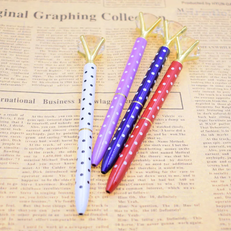 

Metal Ball Point Pen Carat Diamond Ring Crystal Pen 1 mm Black Ink Writing Materials Office School Supplies Girl Gift