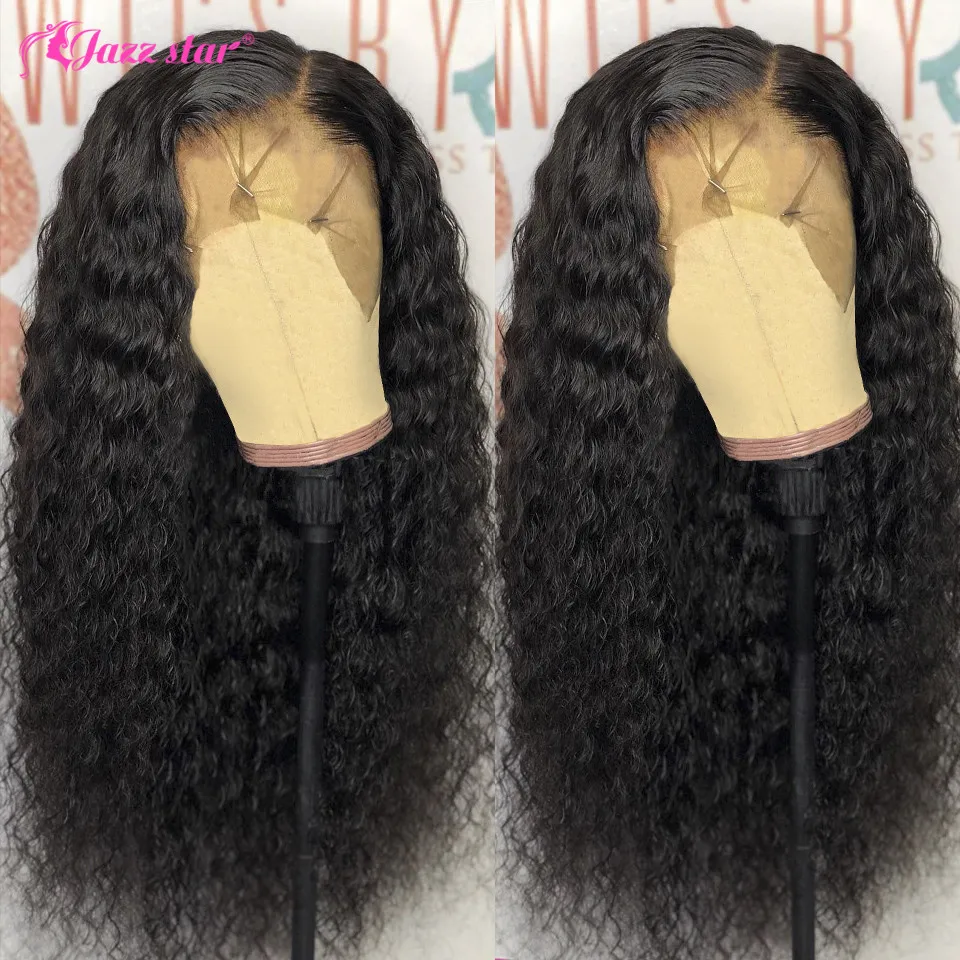 Nuevo  13x4 HD transparente frente de encaje pelucas de cabello humano profundo onda de encaje Frontal peluca para mujer sacó brasileño no Remy estrella del Jazz NyoAVJWVw