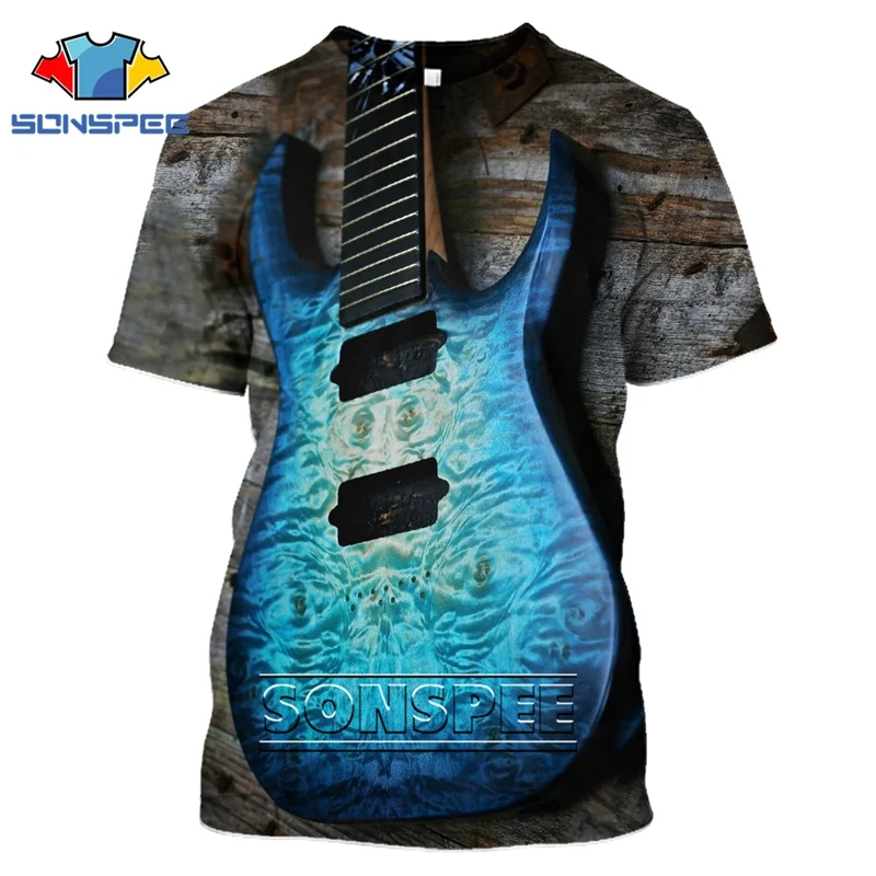 Модная футболка забавная Мужская футболка в стиле хип-хоп с 3D изображением гитары и баса уличная одежда с принтом, музыкальный Топ, костюм Детская футболка футболки в стиле Харадзюку, аниме - Цвет: 16