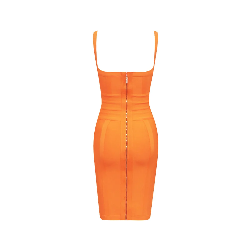 Женское сексуальное модное оранжевое Бандажное платье без рукавов, женские дизайнерские вечерние платья знаменитостей, Vestido