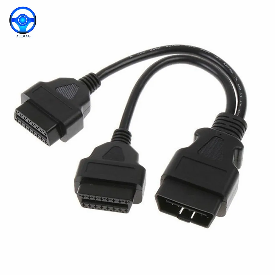 Лидер продаж 16-контактный разветвитель кабеля OBD2 30 см штекер-двойной женский