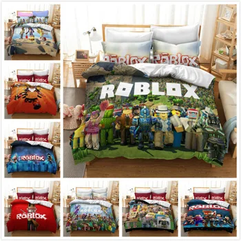 

Roblox Game 3d World Pattern King Queen Size Comforter Bedding Set Kids Printed Duvet Cover Set Pillowcase High Quality