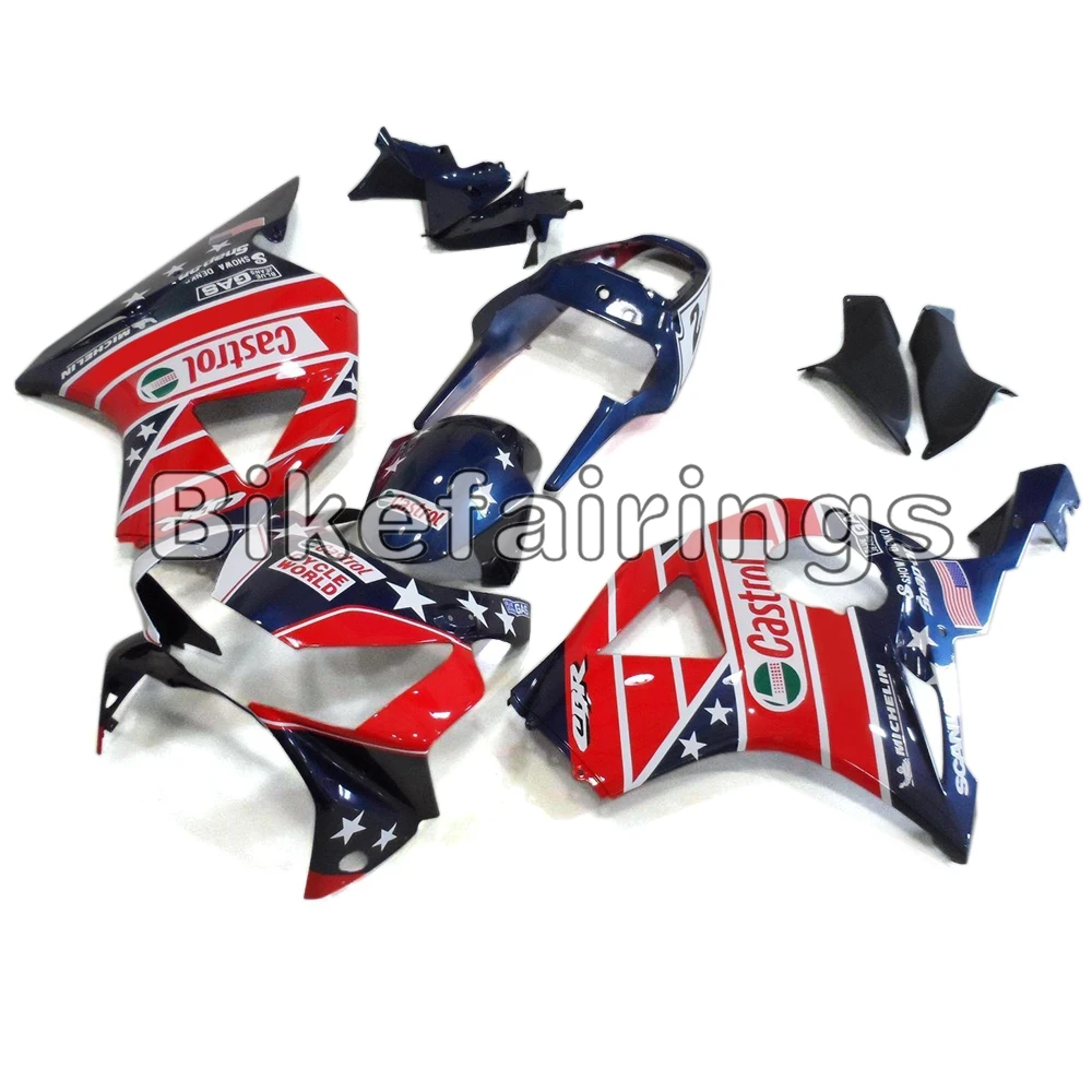 Кастрол красный синий и белый звезды велосипед Корпус для Honda CBR900RR 954 CBR954RR 2002 2003 мотоцикл крышки обтекателей