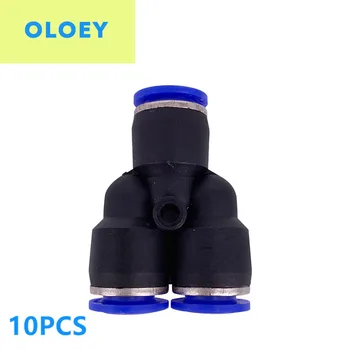 

10PCS PY "Y" Type OD:4 6 8 10 12mm Push joint connection for air pipe shape 1 to 2 plug adapter pneumatic connector