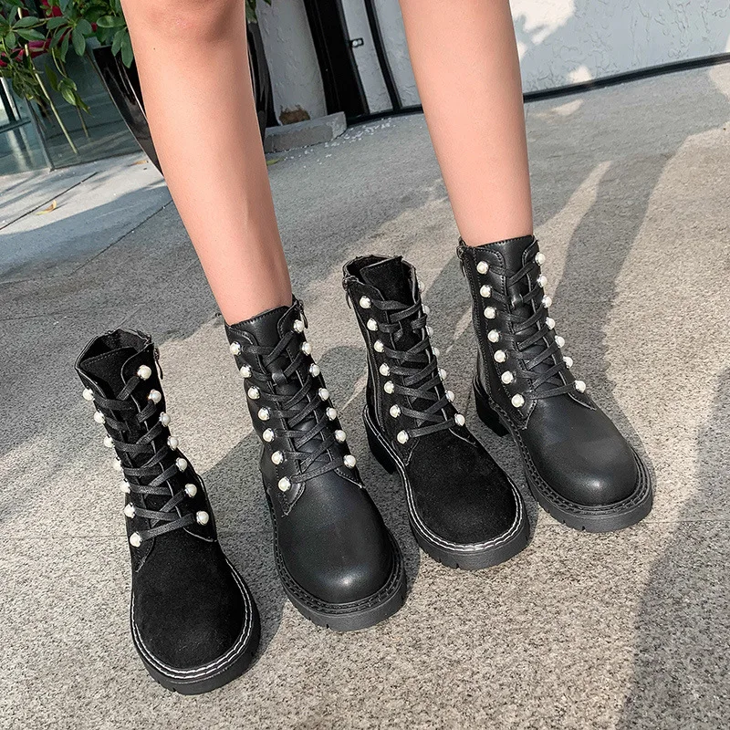 

2019 New Style Martin Boots Women's British-Style Versatile Autumn Boots Short Boots Winter plus Velvet INS Online Celebrity Thi