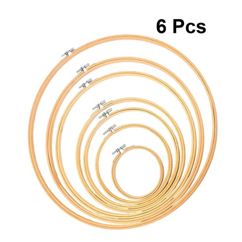 6x Embroidery Fixing Frames Stitching Hoops Bamboo Frame for Cross Stitch Sewing