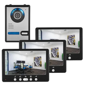 

7 inch HD display doorbell monitoring three displays and one outdoor unit Wired Support indoor and outdoor intercom