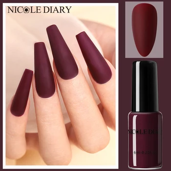 

NICOLE DIARY Mattes Series Nail Polish Wine Red Purple Nude Nail Art Varnishes Matting Polish Decoration Lacquers
