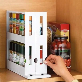 

Home Multi-Function Rotating Food Holder For Kitchen Storage Spice Organizer Storage Rack Shelf Organizer Shelves