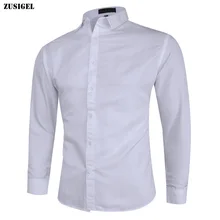 ZUSIGEL, умная Повседневная однотонная белая рубашка с длинным рукавом, Мужская однобортная приталенная рубашка с воротником, Молодежная модная мужская рубашка s