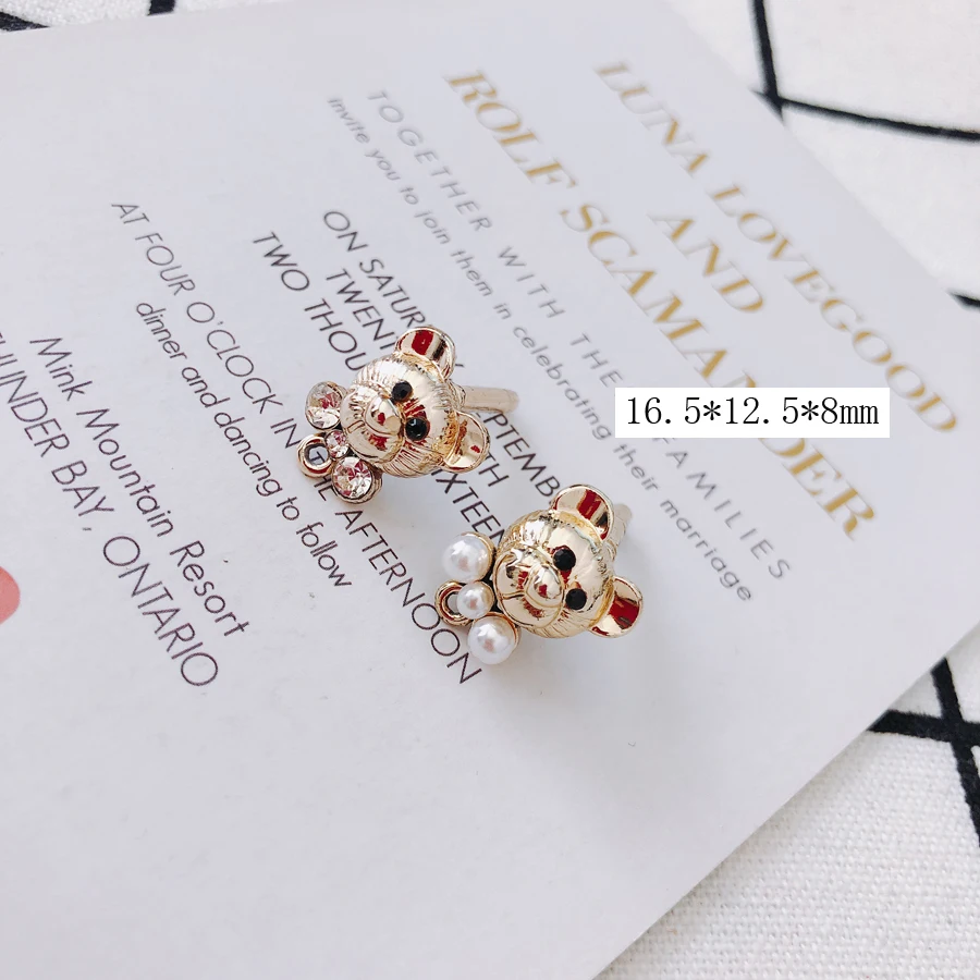 

4 pieces/lottoy bear ear nailsk goldearringsSuppliesforJewelryAccessoriesWaxCordwomen jewelry
