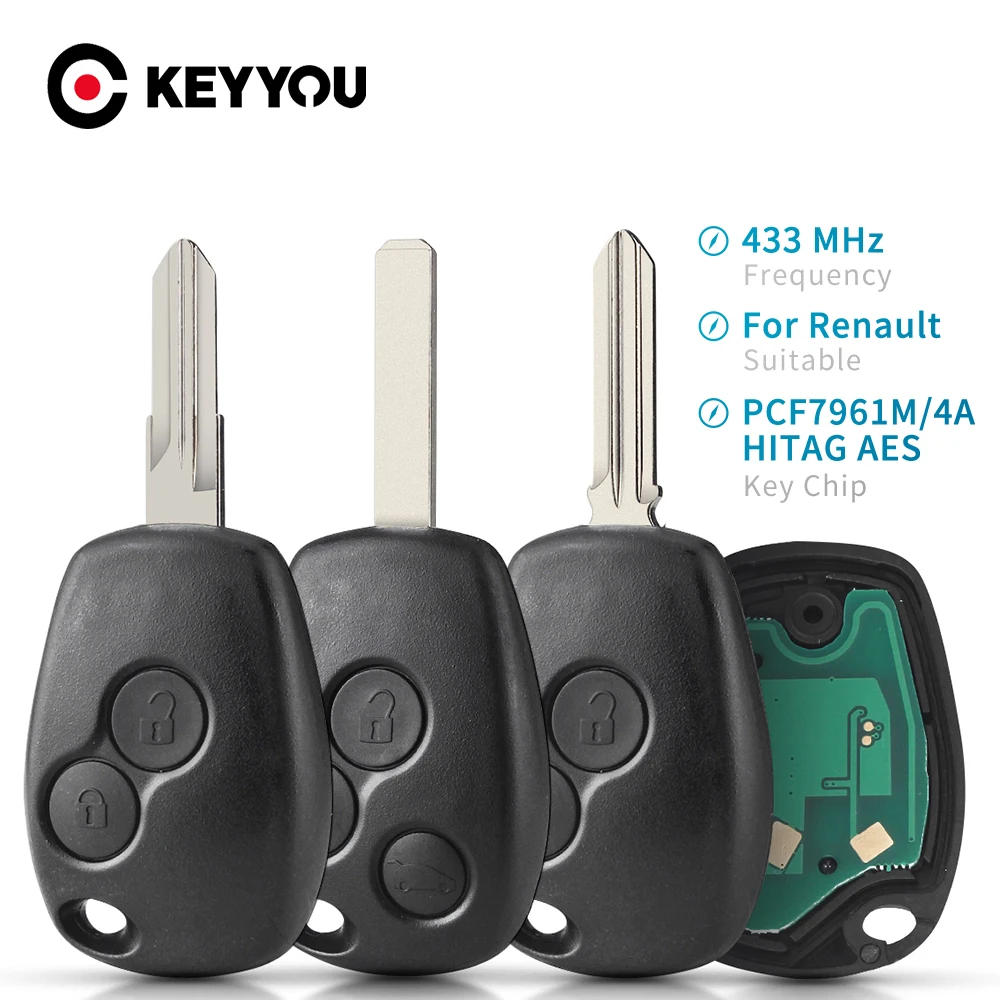 KEYYOU PCF7961M 4A Chip 433MHz Remote Car Key Fob For Renault Trafic Sandero Logan Symbol Dacia Duster 2012-2016 | Автомобили и