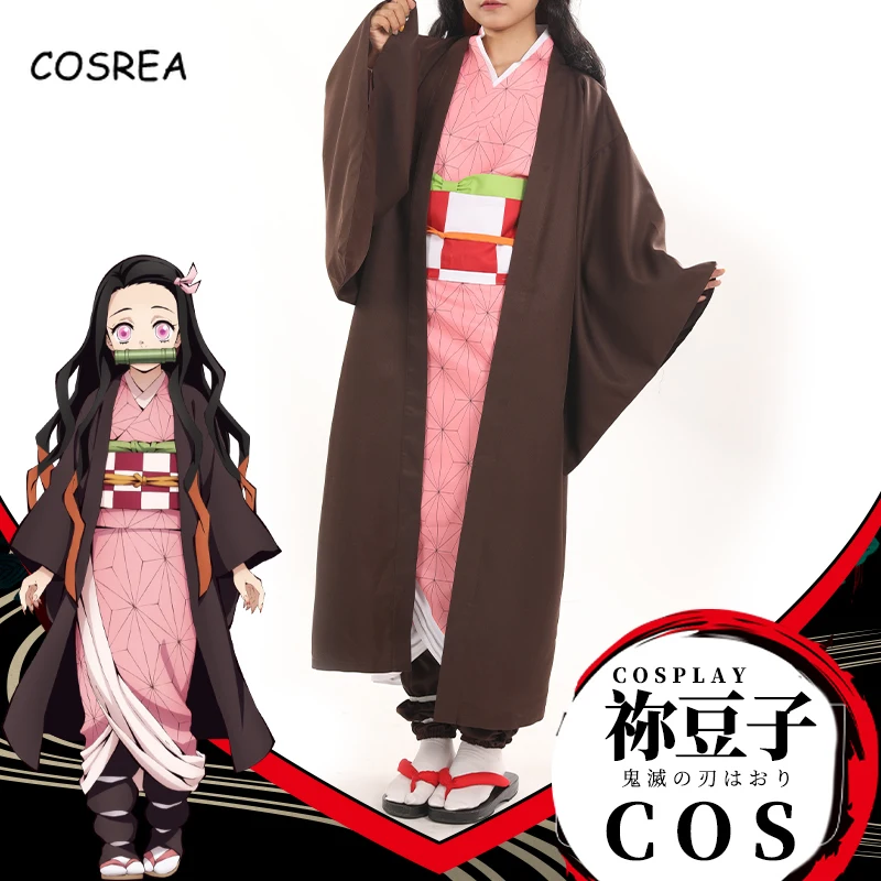 Аниме «Demon Slayer Kamado Nezuko», костюмы для косплея, Kimetsu No Yaiba, женские розовые кимоно, костюмы на Хэллоуин для женщин