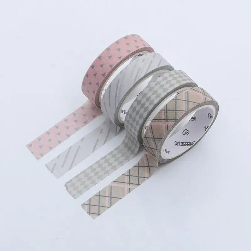 Basic Color Series 4 Roll Boxed Washi Tape Set Colorful Cartoon Hand Account DIY Decorative Stickers Random 8 Paper Tape W91A