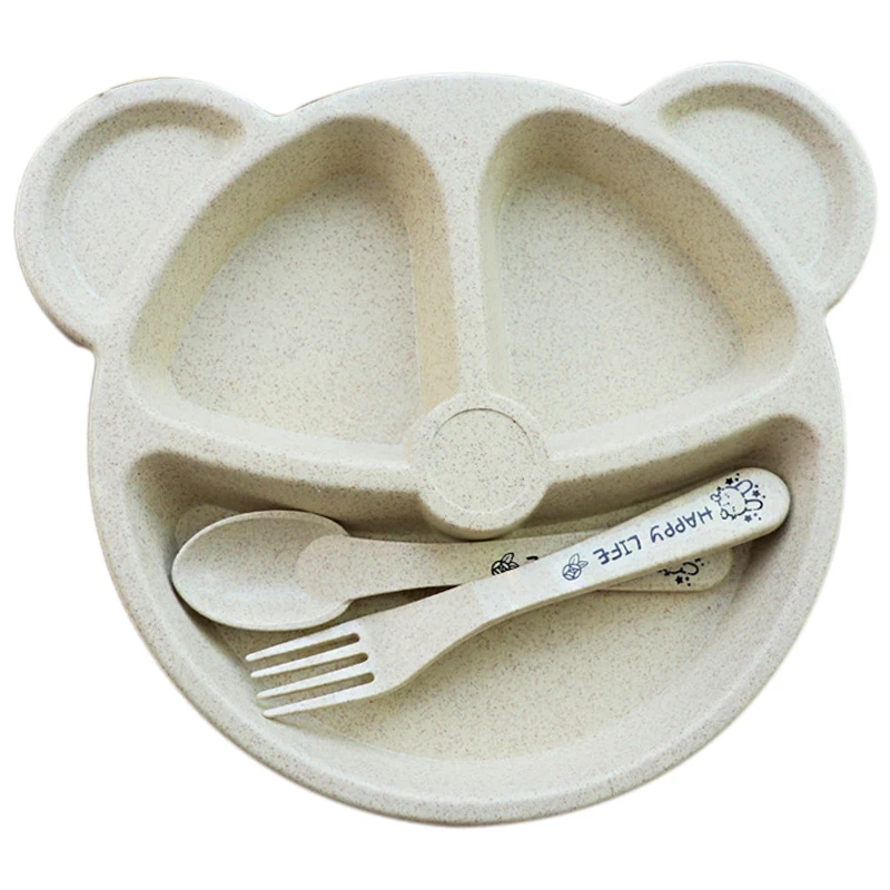 

Baby bowl+spoon + fork Feeding Food Tableware Cartoon Panda Kids Dishes Baby Eating Dinnerware Set Anti-hot Training Bowl Spoon