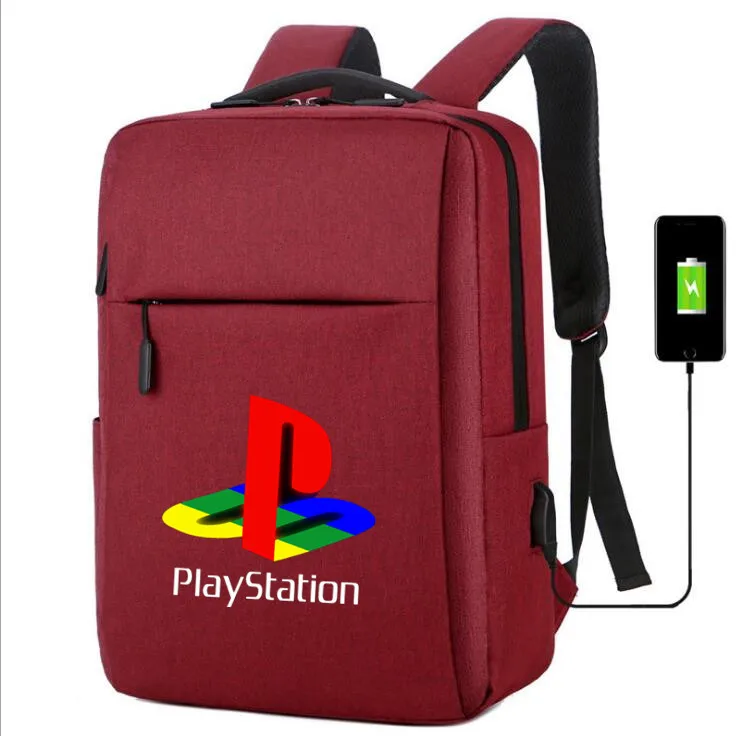 Playstation рюкзак usb зарядка холщовые школьные сумки ps4 сумка на плечо для ноутбука дорожная сумка рюкзак для подростков - Цвет: F