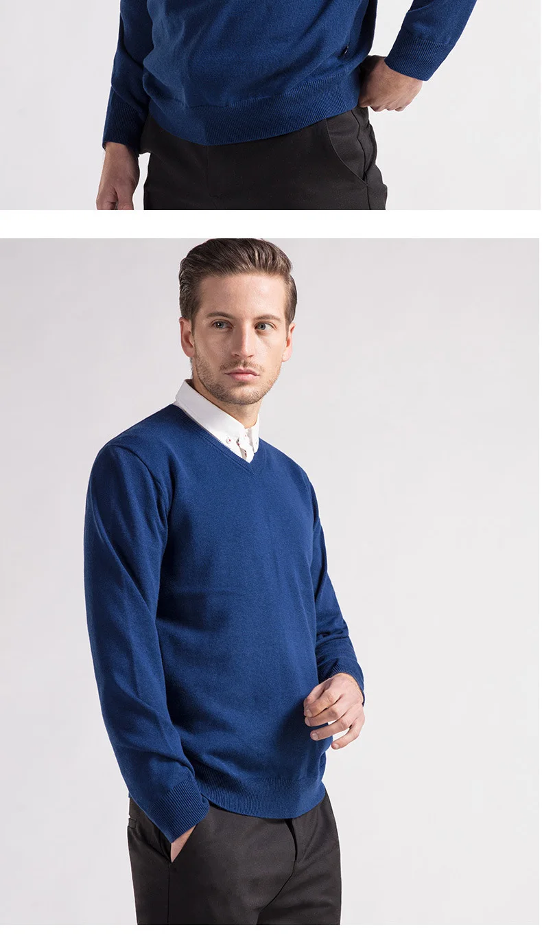 Мужской шерстяной пуловер 100% кашемировый свитер с v-образным вырезом для мужчин 2019 осенне-зимние свитера джемпер черный