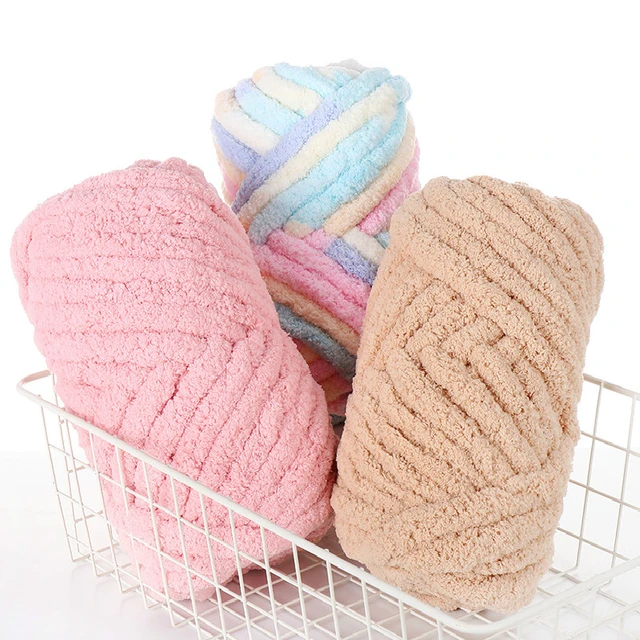 250g Chunky Crochet Yarn For Hand Knitting Thick Chenille Puffy Wool Baby  Warm Soft Cotton Polyester Thread For Scraf Slippers