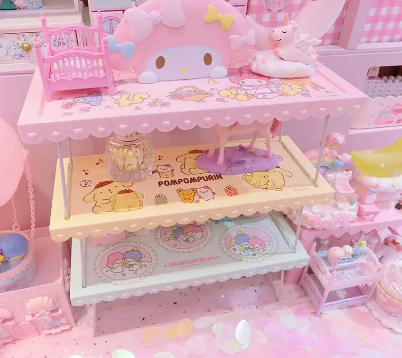漫画マイメロディpompompurinリトルツインスターかわいい化粧品ディスプレイ折りたたみ収納ドールハウスアクセサリー Aliexpress