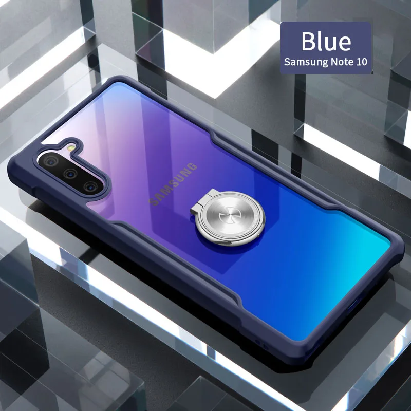 Blue - with ring Xundd для SAMSUNG GALAXY Note 10 чехол противоударный чехол для телефона для SAMSUNG GALAXY Note 10+ Pro с бампером Свекла с ремешком - Цвет: Blue - with ring