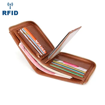 

Business Fashion Men's Wallet Multi-Card RFID Anti-Theft Brush Wallet New Style Retro Zipper Short Clutch Bag