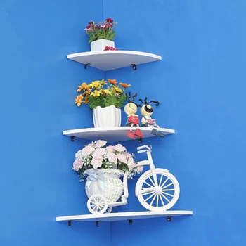 

3pcs Storage Rack Wall Mounted Floating Display Easy Clean Office Sector Corner Shelf Bathroom Kitchen Living Room Home Decor