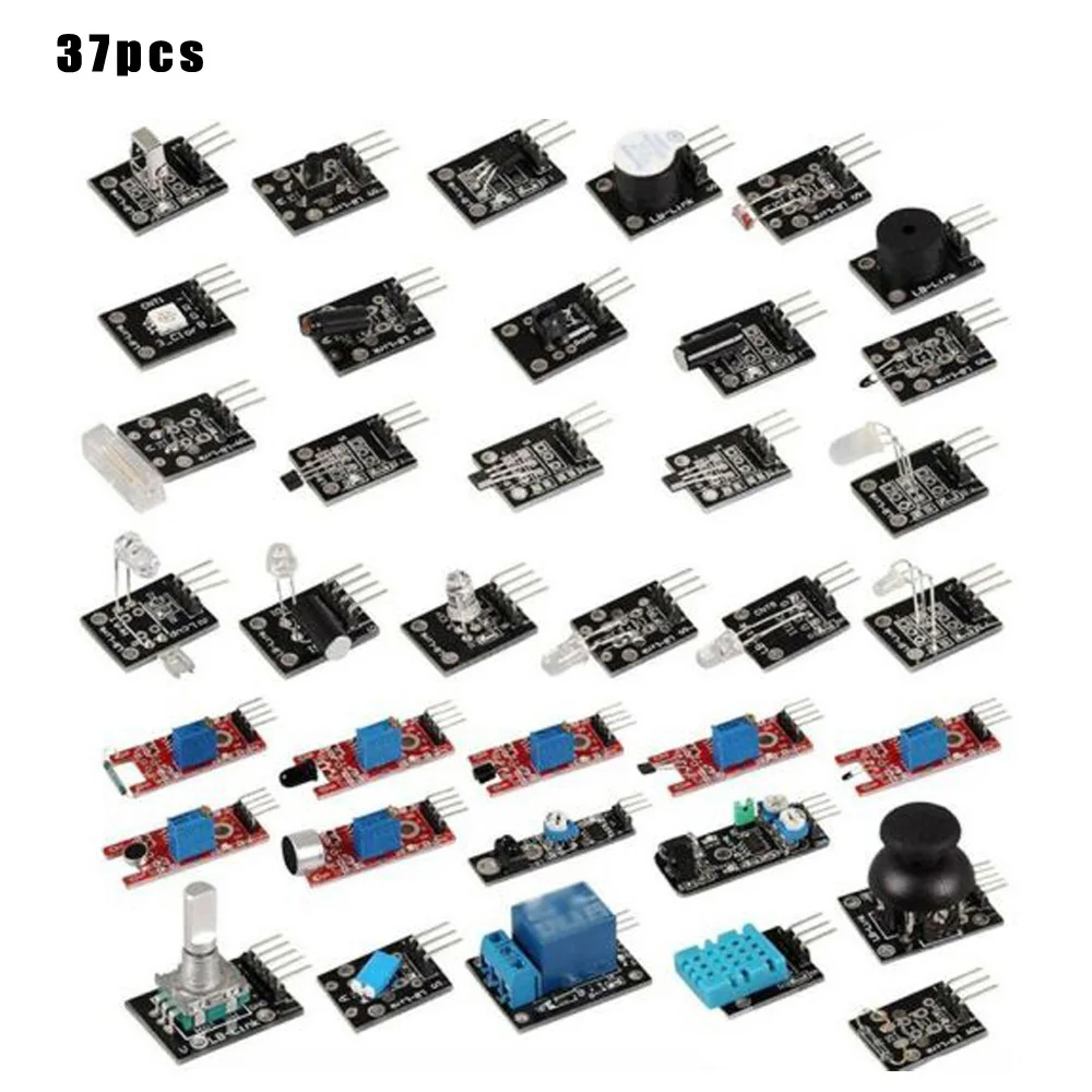 37pcs 45 в 1/37 в 1 модуль датчика стартовый набор для Arduino Raspberry Pi обучение Программирование DIY применение датчика - Цвет: 37pcs