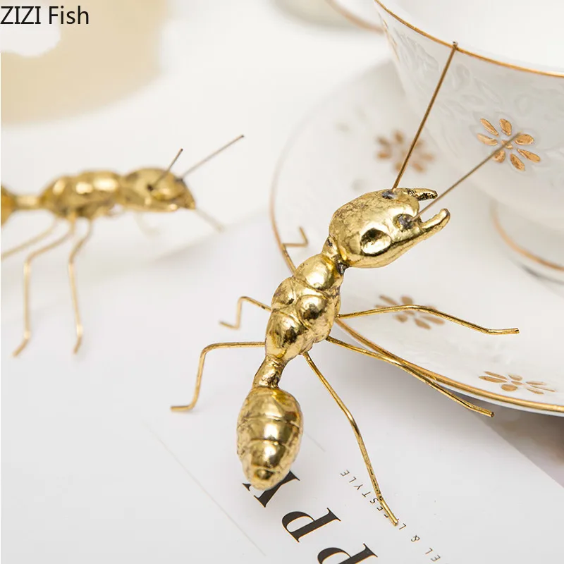 Скандинавские креативные металлические медные золотые поделки украшения муравья Имитация животных современный дом гостиная украшения миниатюрные фигурки